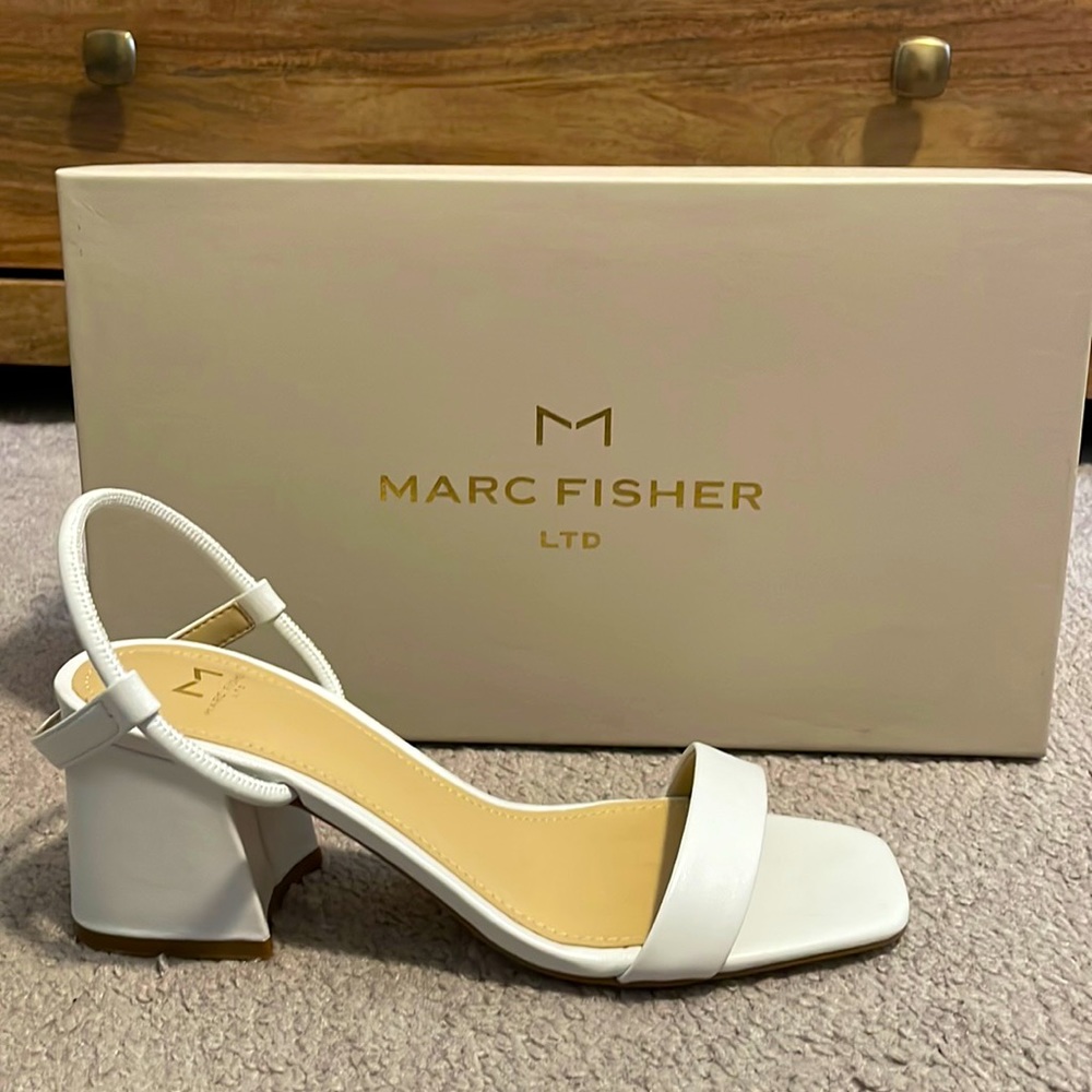 Marc Fisher White Leather Heels